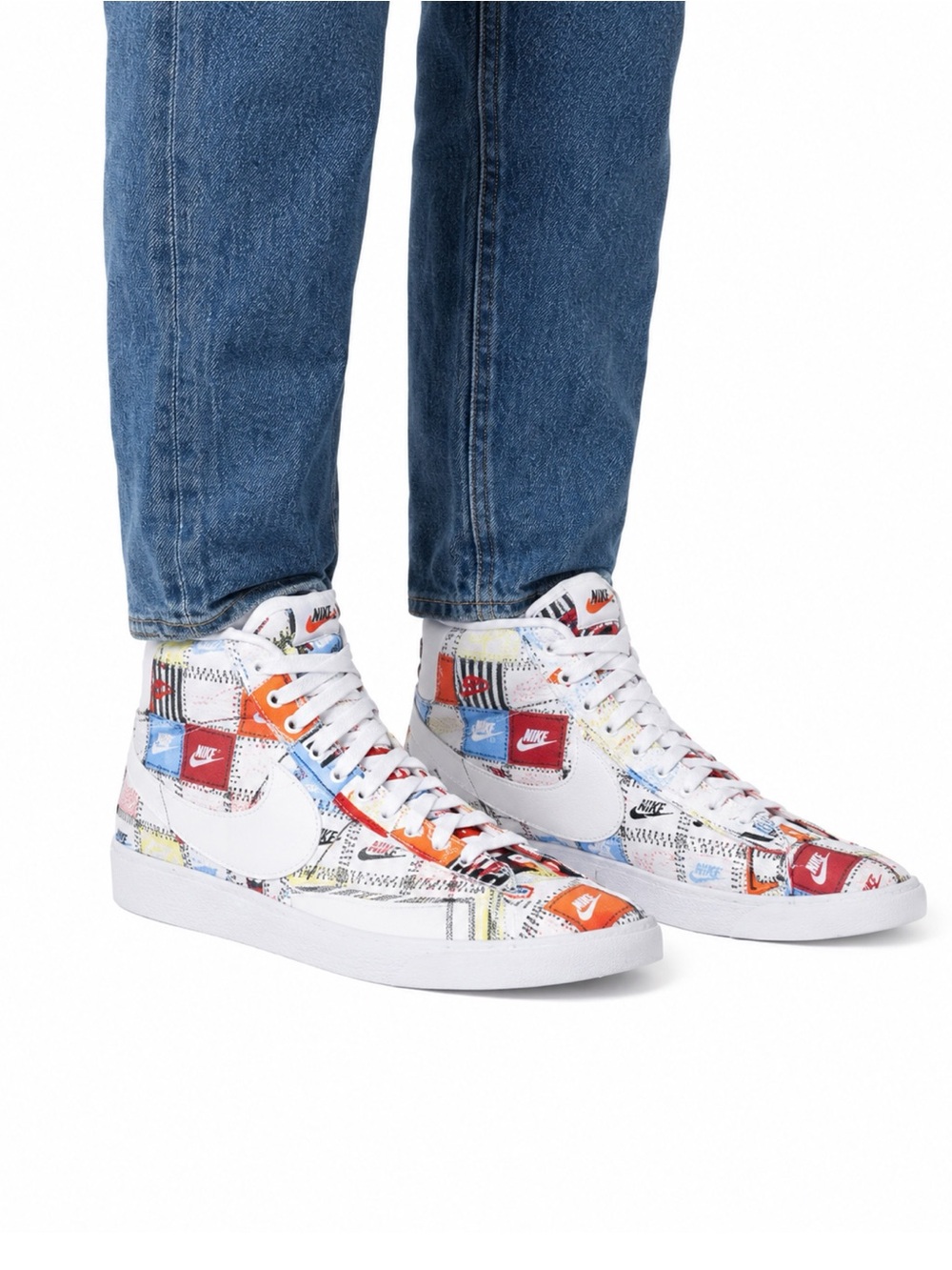 Size 8.5‎ Nike Men’s Blazer Mid Patchwork 2019 High Top Sneakers Rare Multicolor